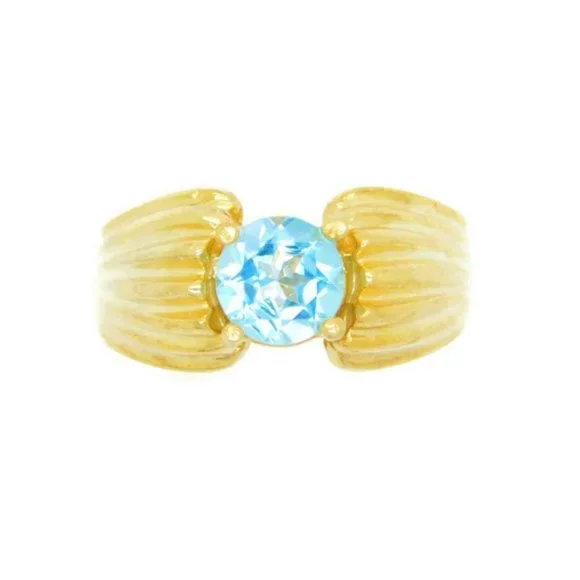 14k Yellow Gold Ladies Ring with March Stone - Picture 3 of 5